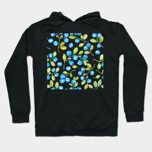 watercolor blueberries and leaves Hoodie